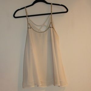 Cream Tank Top with Detailed Back